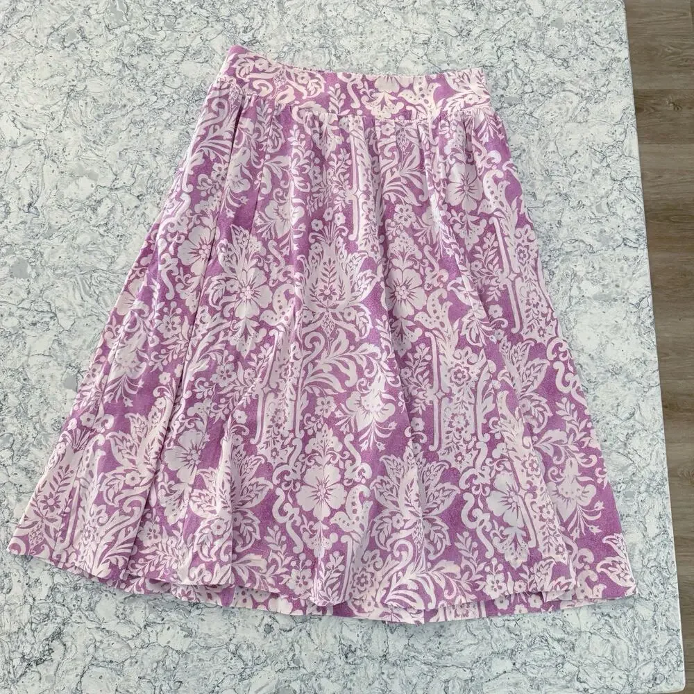 Abercrombie & Fitch LP Midi Skirt Large Petite Lavender White Pockets